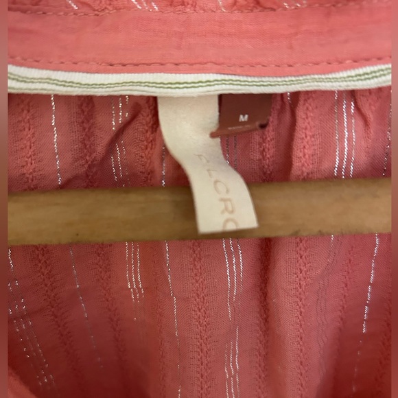 Pilcro The Tavi Top- Button Down Pink/coral w metallic stripe detail. size M - Picture 4 of 9